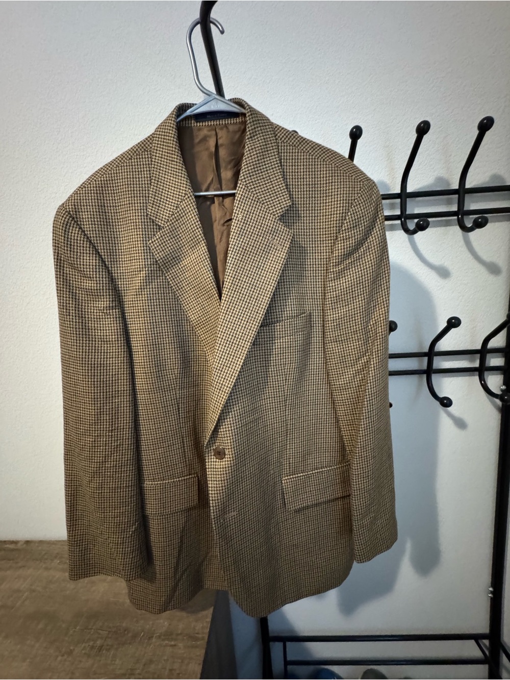 Men's Brown Houndstooth Sport Coat - Classic Single-Breasted Blazer